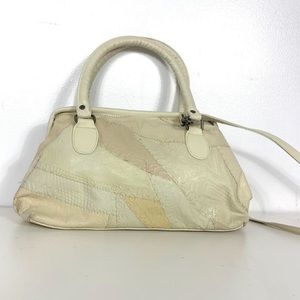 Y2K 90s VINTAGE WHITE CREAM PATCHED LEATHER SHOULDER CROSSED PURSE HANDBAG